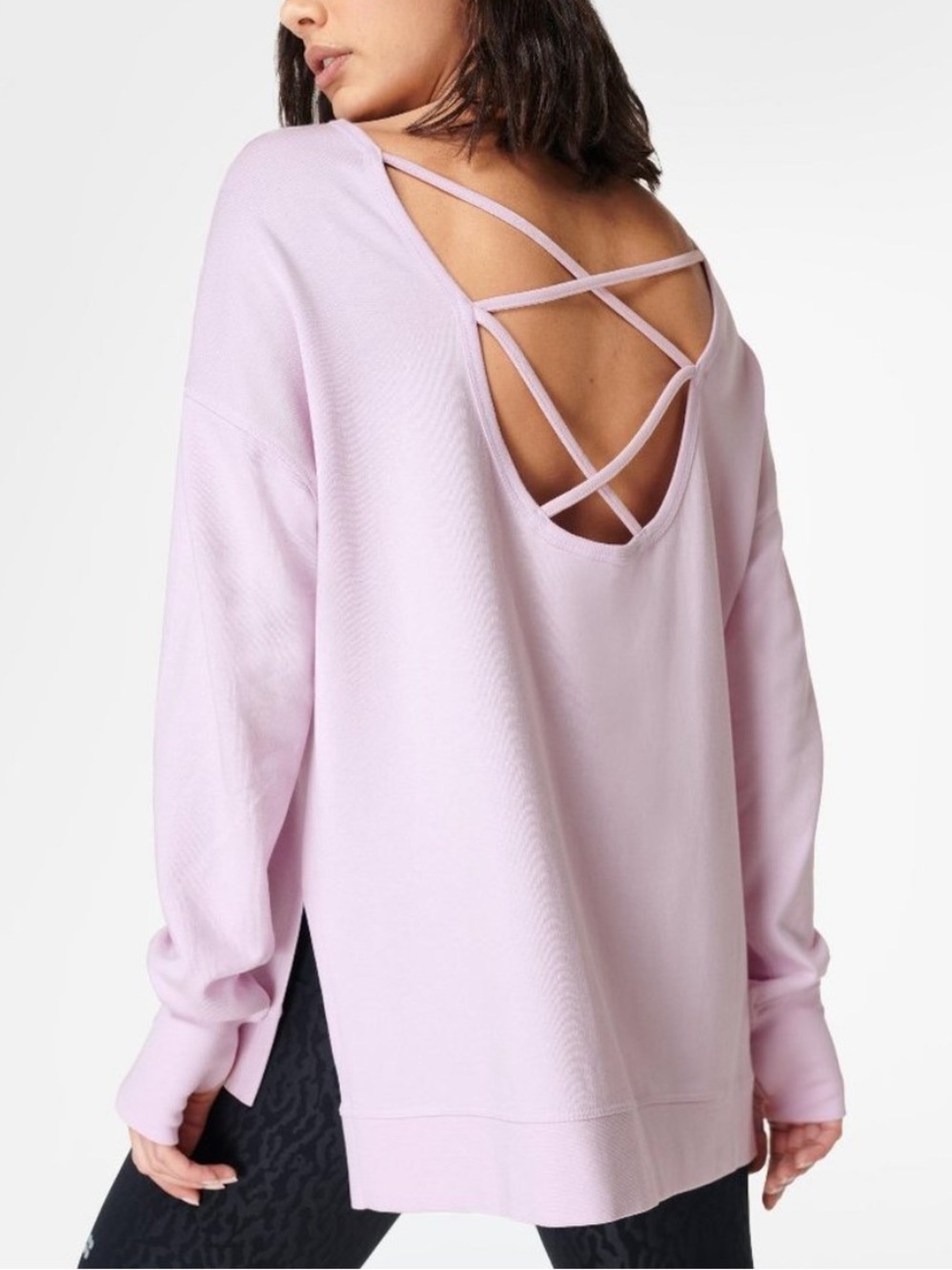 SWEATY BETTY ‘After Class’ Cross Back Sweatshirt In Lilac